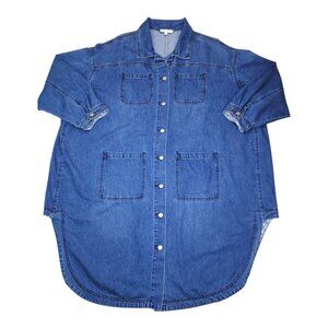 Jade By Jane Denim Button-Up Shirt Dress Womens Plus Size 3X Cotton Loose Fit
